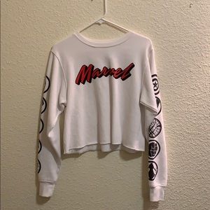 NWOT MARVEL Heroes long sleeve crop top